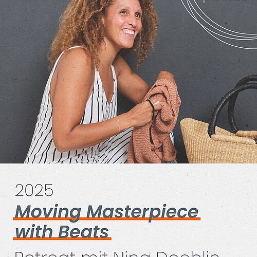 Photo shared by Wᴇʟᴄᴏᴍᴇ Hᴏᴍᴇ on March 22, 2025 tagging @ninadoeblin. May be an image of 1 person, magazine and text that says 'the practice 2025 Moving vingMasterpiece with Beats Retreat mit Nina Doeblin'.